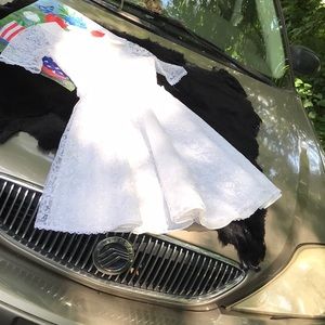 La Petite Bow Girls White SS Lined Lace Dress Flower Girl Confirmation Easter 10